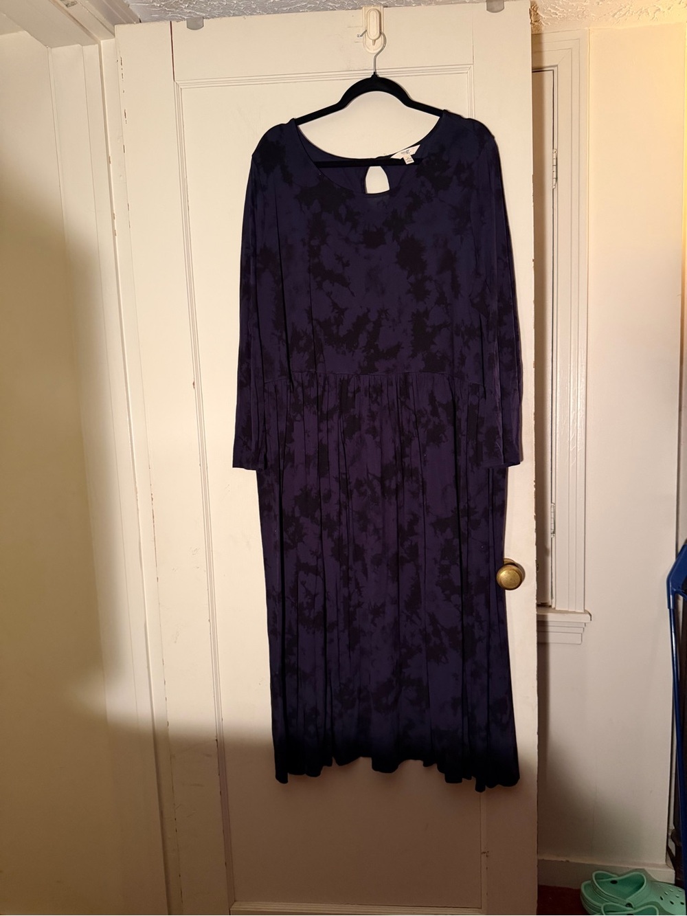 Terra & Sky Dark Purple Floral Long Sleeve Midi Dress